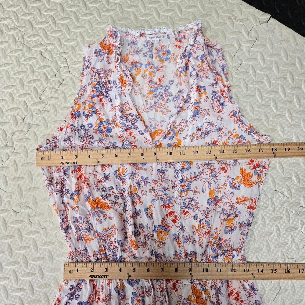 Poupette St Barth Clara Floral Print Sleeveless  Ruffle V Neck Mini Dress‎ M - Picture 9 of 11